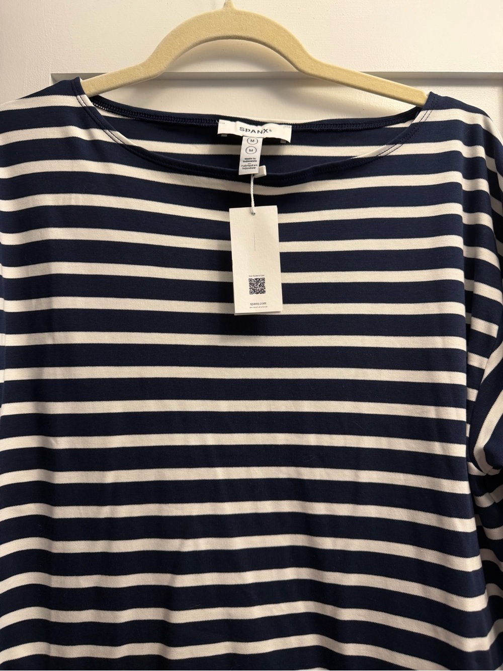 New with tags Spanx cotton boatneck Navy & White Striped Women’s mini dress - Picture 8 of 9